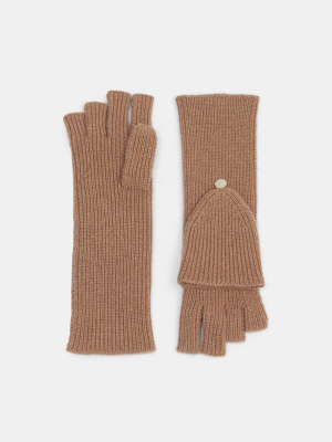 Fold-back Gloves In Ribbed Cashmere