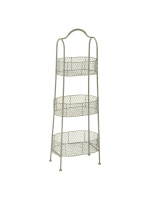 41" 3 Tier Rustic Farmhouse Iron Basket Stand - Olivia & May