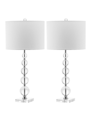 (set Of 2) 29" Liam Stacked Crystal Ball Lamp Clear (includes Cfl Light Bulb) - Safavieh