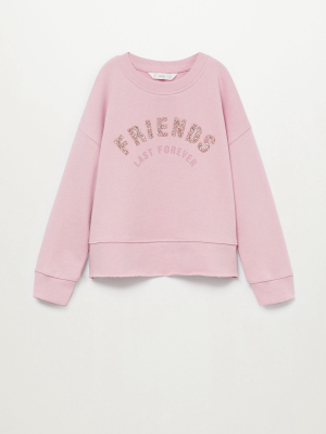 Crystals Message Cotton Sweatshirt