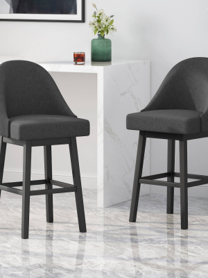 Set Of 2 Boyd Modern Upholstered Swivel Barstools - Christopher Knight Home