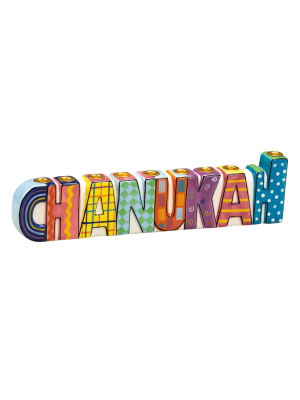 Rite Lite 11" Hanukkah "chanukah" Hand Painted Ceramic Menorah - Blue/pink