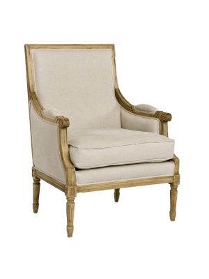 Zentique Louis Club Chair - Natural Oak & Linen