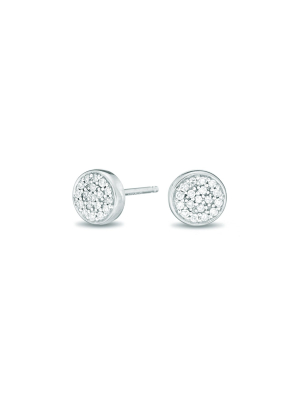 Solid Pave Disc Posts In Silver