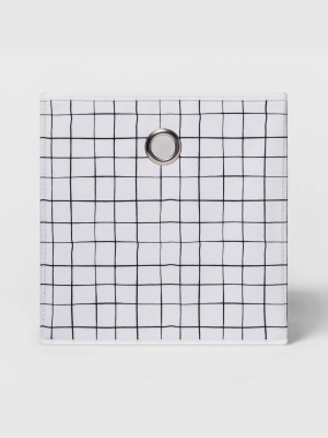 11" Fabric Cube Storage Bin White/black - Room Essentials™