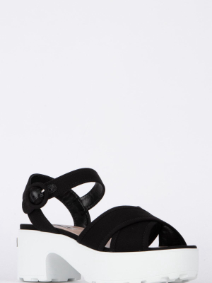 Miu Miu Crossed Strap Chunky Sole Sandals