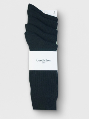 Men's Rib Dress Socks 5pk - Goodfellow & Co™ Black 10-13