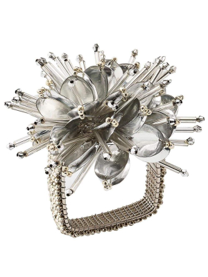 Kim Seybert Starburst Napkin Ring In Silver - Set Of 4