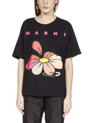 Marni Floral Logo Print T-shirt