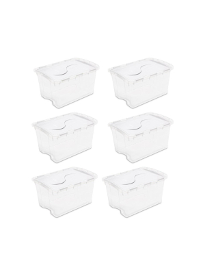 Sterilite 19148006 48 Quart Clear Hinged Plastic Storage Container (6 Pack)