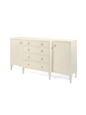 Jarin Deep Drawer Buffet White Faux Belgian Linen