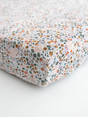 Cotton Muslin Crib Sheet - Pressed Petals