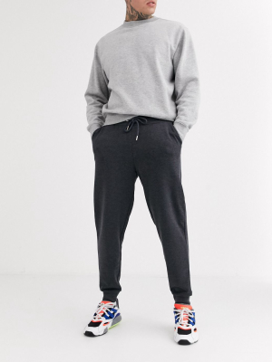 Asos Design Organic Tapered Sweatpants In Charcoal