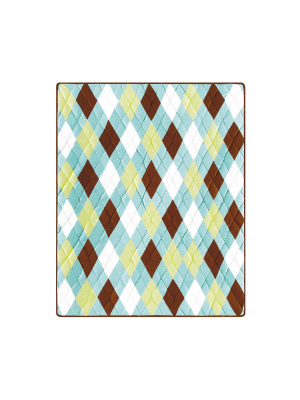 C&f Home Argyle Aqua Cotton Quilted Throw