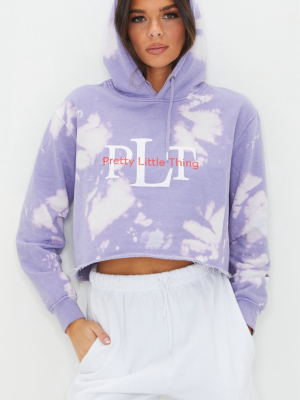 Prettylittlething Lilac Slogan Washed Crop Hoodie