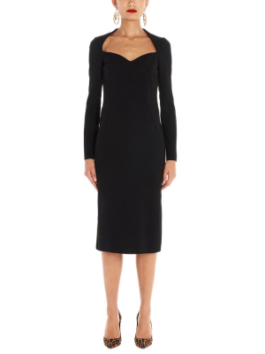 Dolce & Gabbana Long Sleeved Sweetheart Midi Dress