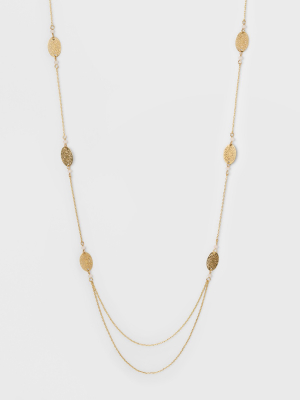 Filigree Oval Long Necklace - A New Day™ Gold