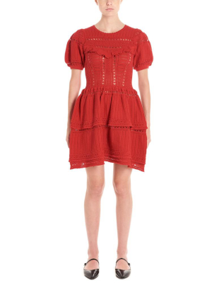 Self-portrait Knitted Ruffle Detail Mini Dress