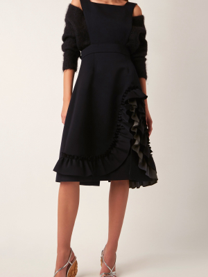 Ruffled Wool Midi Dress