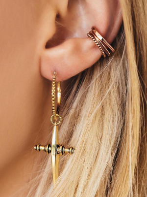 Cross Hoops Earrings Gold