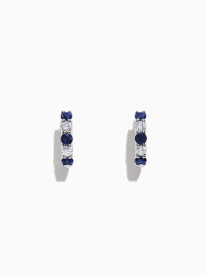 Effy Royale Bleu 14k Gold Sapphire And Diamond Hoop Earrings, 1.19 Tcw