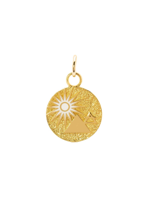 Petite Pebbled Balance Medallion - White Enamel