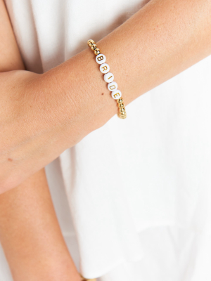 Bride Bracelet ~ Gold & White Beaded