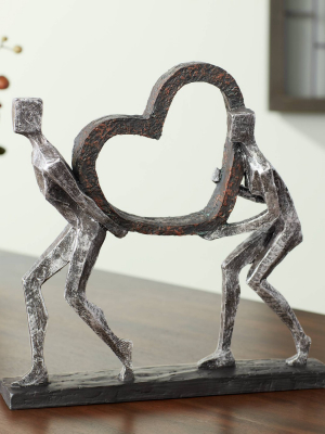 Dahlia Studios The Weight Of Love 12" High Figurines And Heart Sculpture