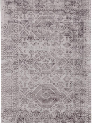 Feizy Nadia Distressed Geometric Rug - Available In 5 Sizes - Opal Gray & Eggplant Purple