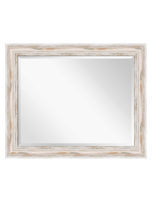 33"x27" Alexandria White Wash Framed Wall Mirror - Amanti Art