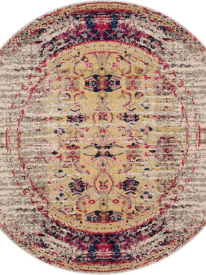 Monaco Distressed Ivory/pink Round Rug