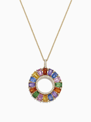 Effy Watercolors 14k Gold Multi Sapphire And Diamond Pendant, 6.39 Tcw