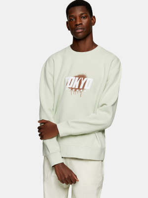 Green Tokyo Print Sweatshirt