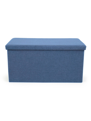 Heathered Storage Ottoman With Reversible Tray Cover - Humble Crew