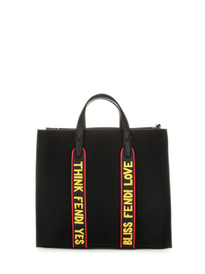 Fendi Slogan Motif Tote Bag