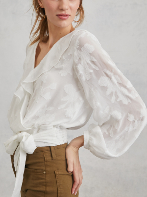 Milena Burnout Velvet Wrap Blouse