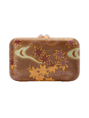 Marquetry Purple Maple Leaf Clutch