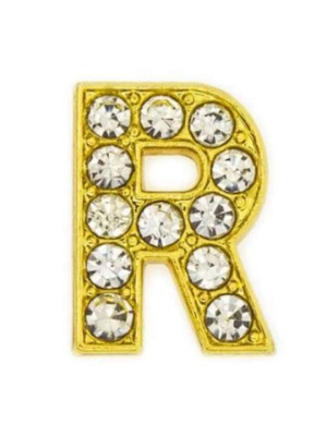 Pave Letter R - Gold Charm