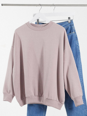 Asos Design Oversized Cozy Cocoon Sweatshirt In Mink