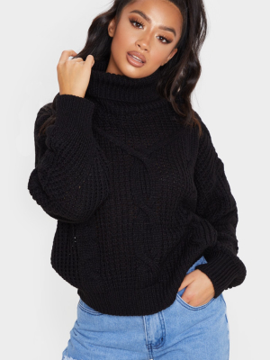 Petite Black Oversized Chunky Knit Sweater