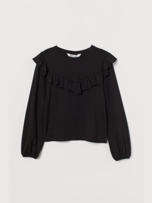 Flounce-trimmed Jersey Top