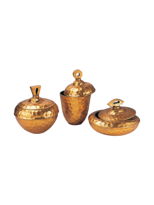 Ok Lighting Golden Trinket Boxes (set Of 3)