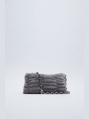 Chain Strap Faux Fur Shoulder Bag