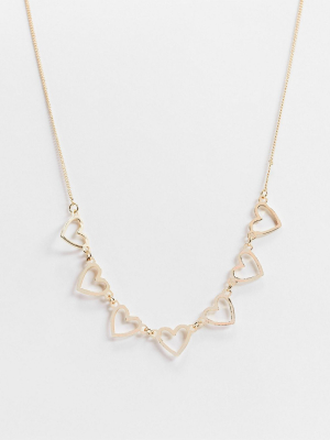 Monki Kira Heart Chain Necklace In Gold