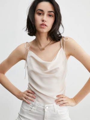 Courtney Beige Cowl Neck Tank Top