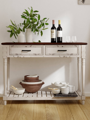 Baker Console Table Antique White - Clickdecor