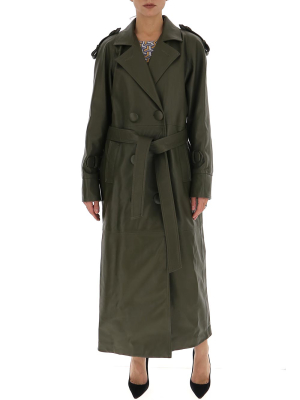 The Attico Belted Leather Trench Coat