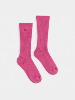 Pink Lurex Socks