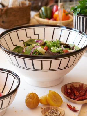 Classic Design Salad Bowl, Black And White