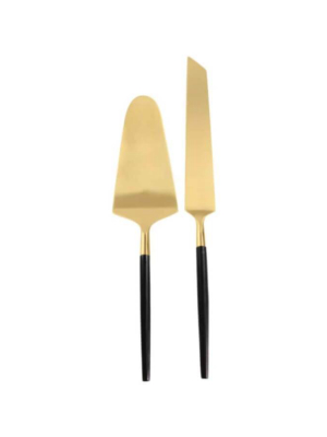 Be Home Black + Gold Cake Lift And Knife Set